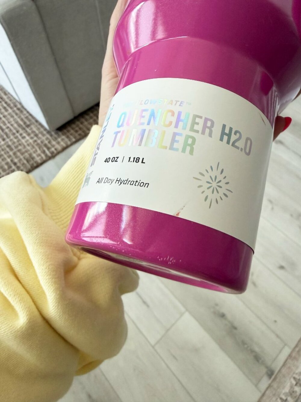 "Punch Shimmer" Shimmery Pink Stanley Tumbler 40oz. - DSG - Picture 7 of 7